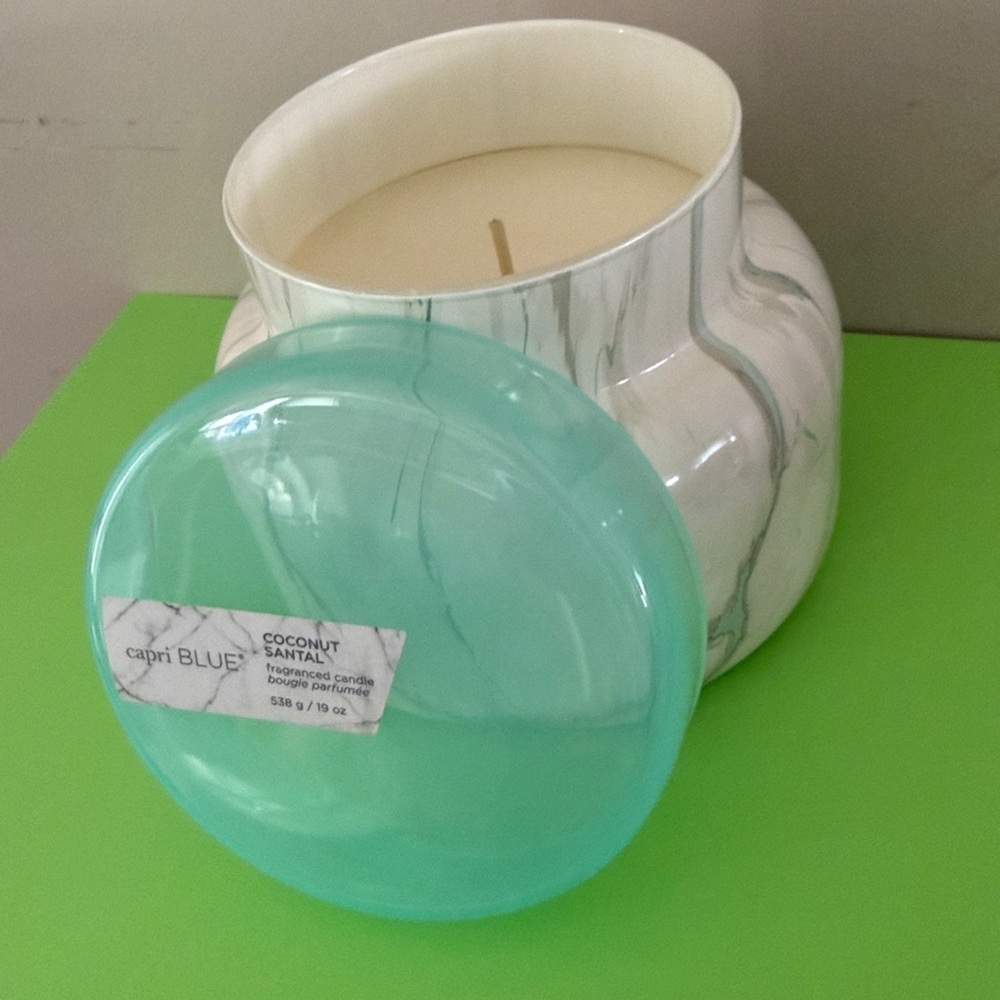 Capri Blue Candle - Modern Marble Jar Candles - Coconut Santal Scented (19 oz) - Picture 3 of 5